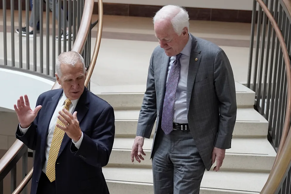 Senator Thom Tillis dan John Cornyn dalam pembahasan konfirmasi pejabat Gedung Putih Amerika Serikat