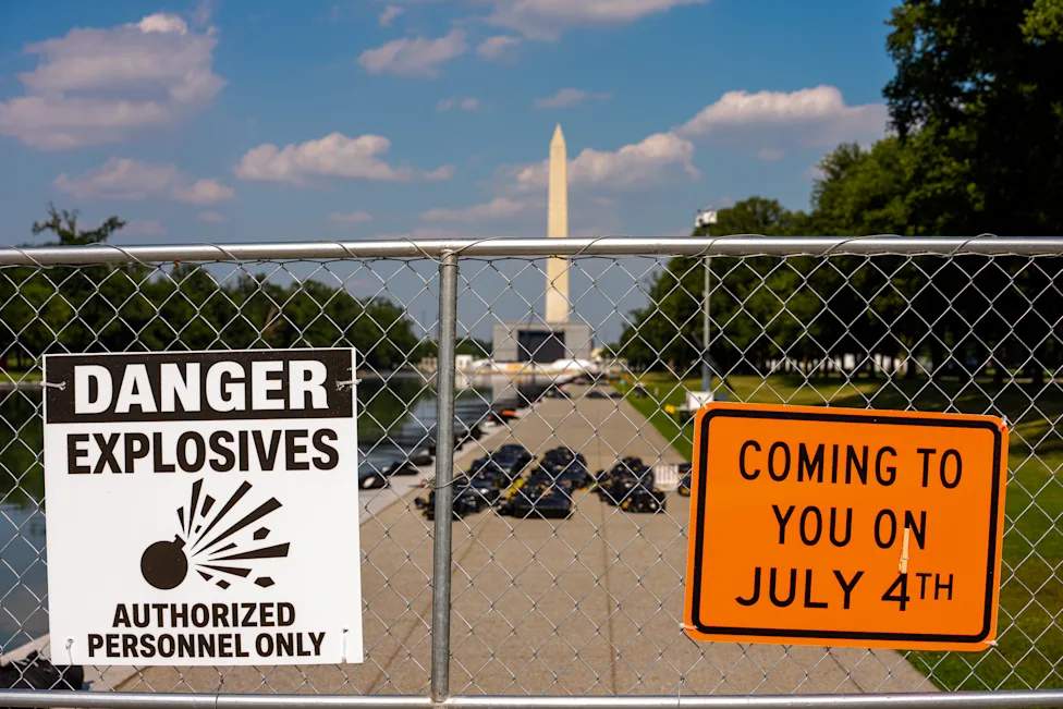 Kolam Lincoln Memorial Reflecting Pool di Washington dengan latar belakang gedung Capitol